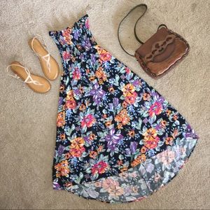 Strapless high low floral dress